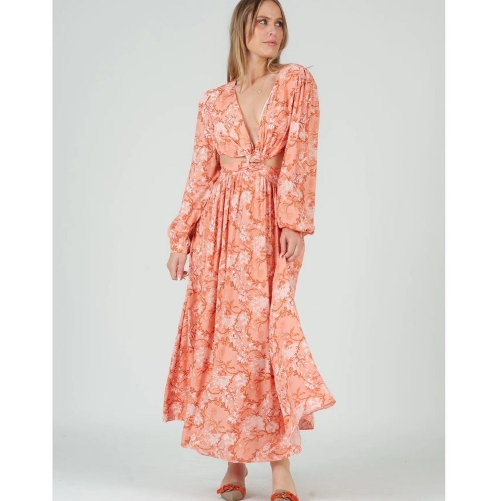 NEW Lucca XS Soraya Floral Cutout Maxi Dress‎ ~ Boho Beach Tropical Vacation